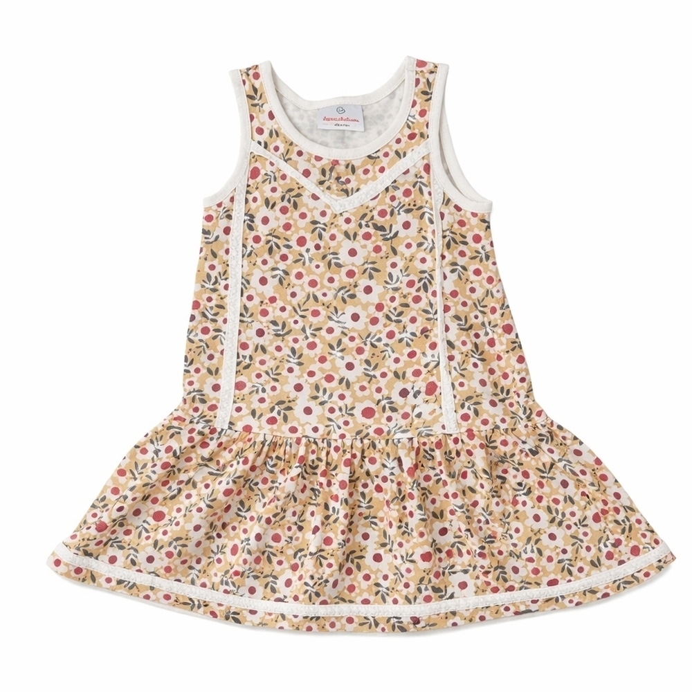 Hanna Andersson Girls Mustard Yellow Floral Dress
